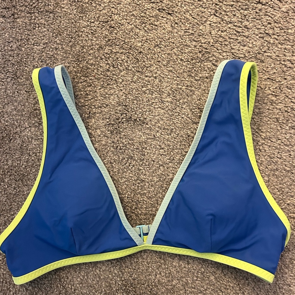 Blue and Yellow Aerie Bathing Suit Top